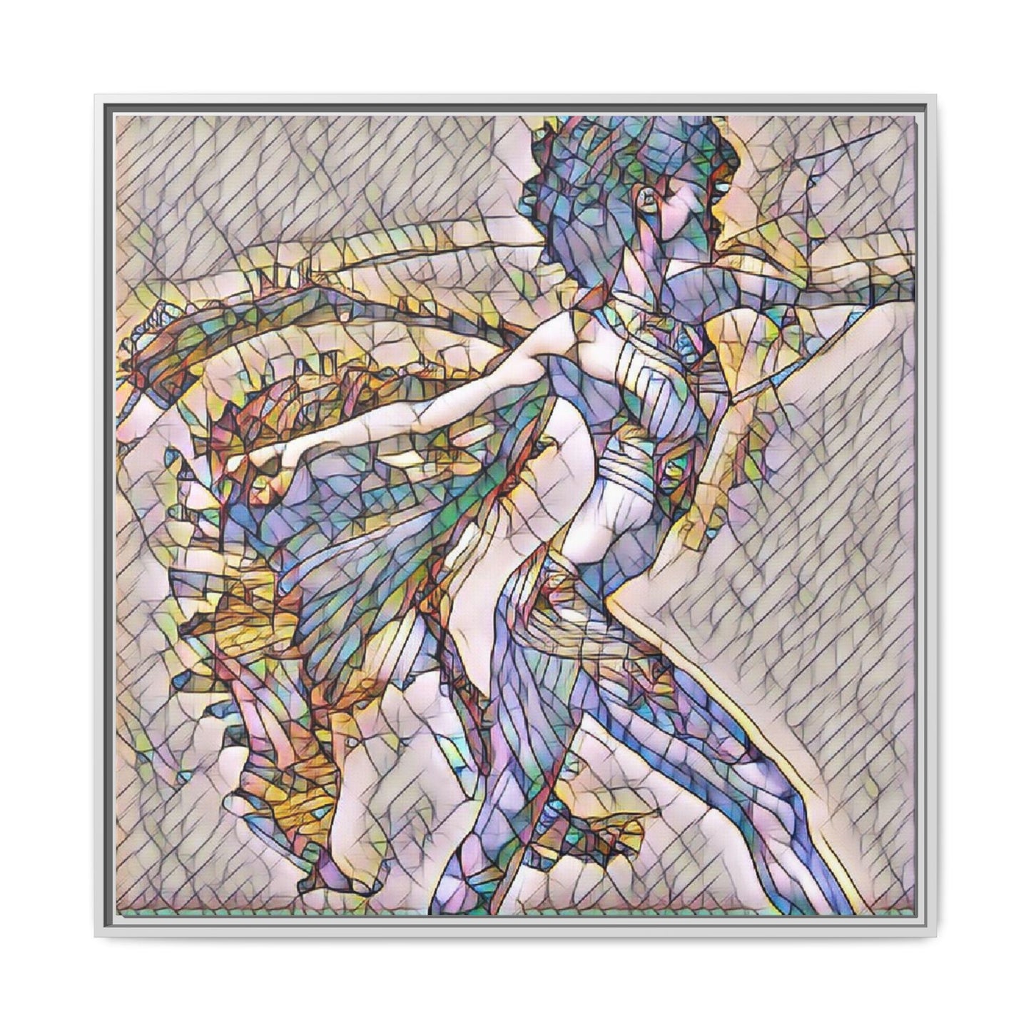 Abstract Stained-Glass Dancer Framed Canvas Art