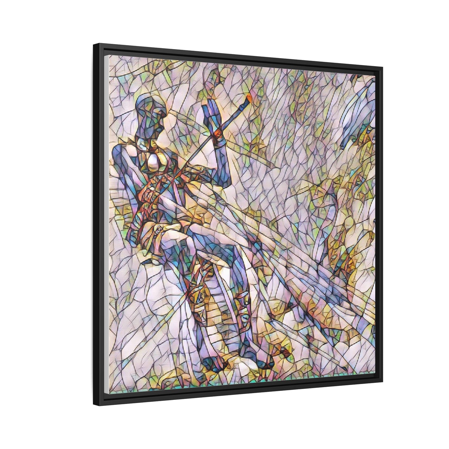 Abstract Stained-Glass Warrior Framed Canvas