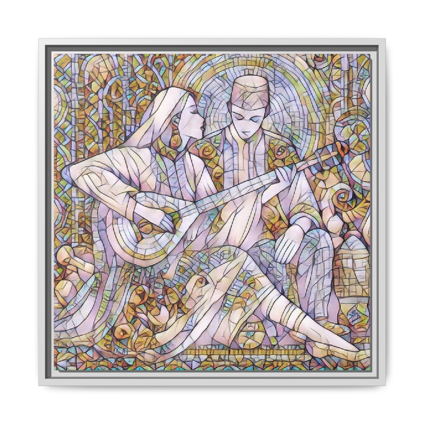 Love Song Serenade - Framed Canvas Wall Art | Guitar Player Romantic Print