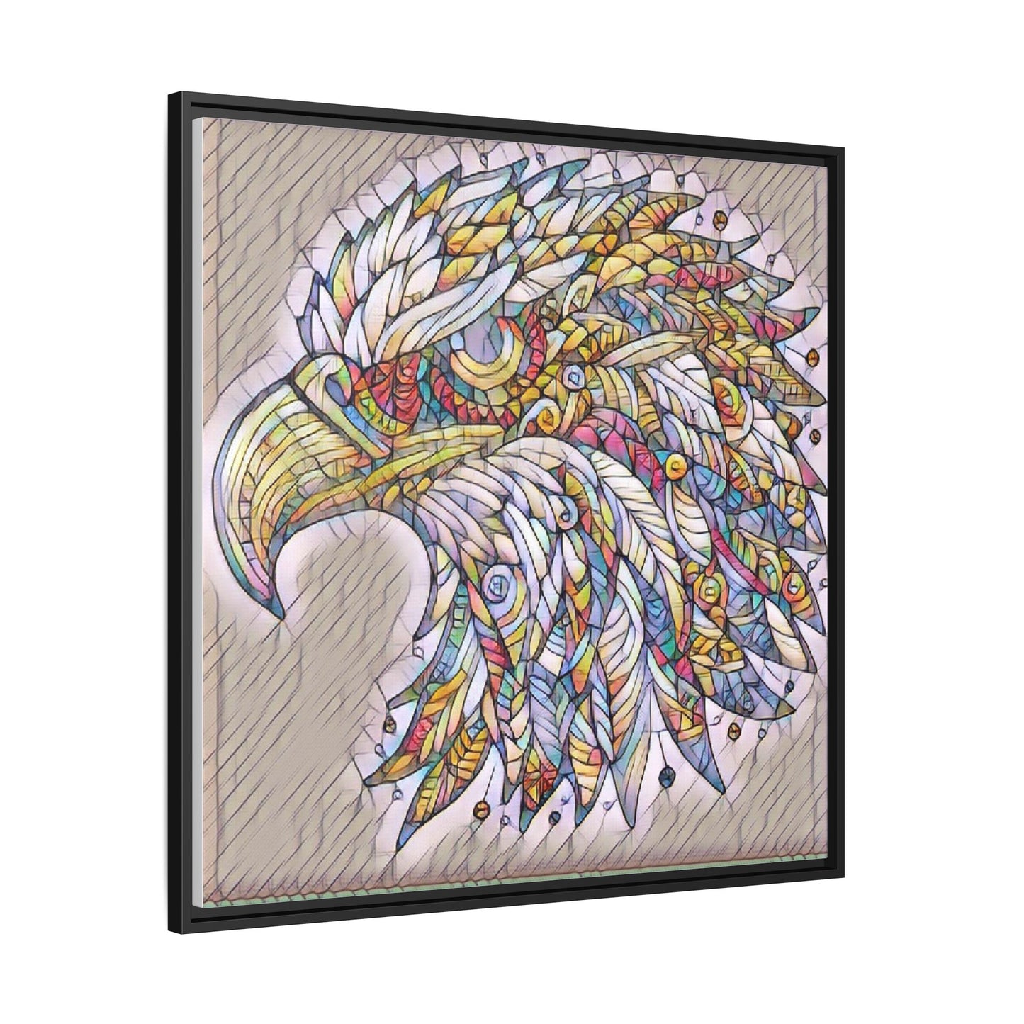 Colorful Eagle Head Matte Framed Canvas Art