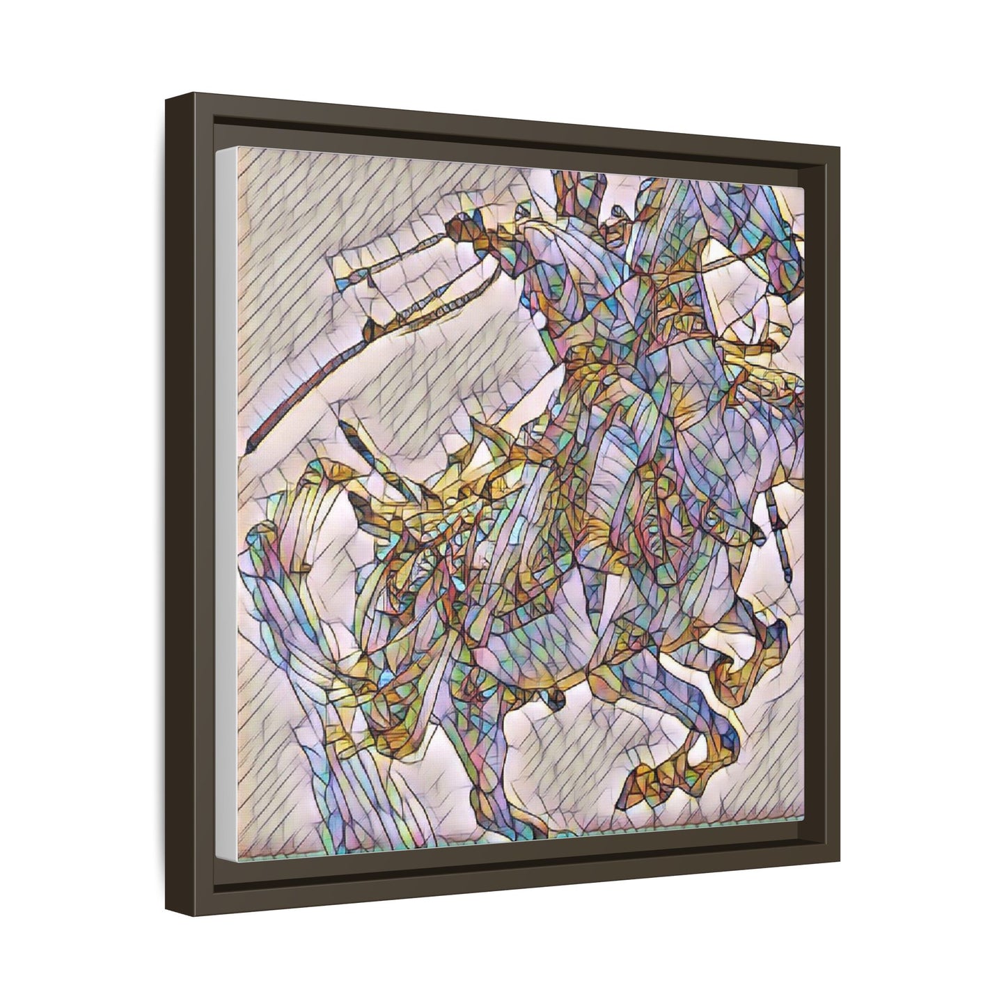 Framed Abstract Stained-Glass Horse Canvas