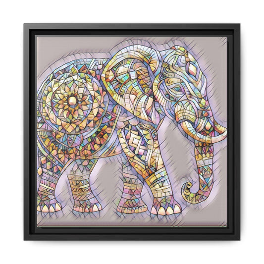 Colorful Mosaic Elephant Framed Canvas Print