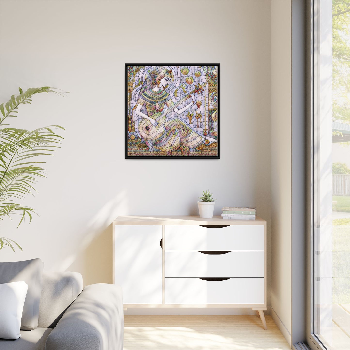 Egyptian Muse Mosaic Matte Canvas Framed Wall Art