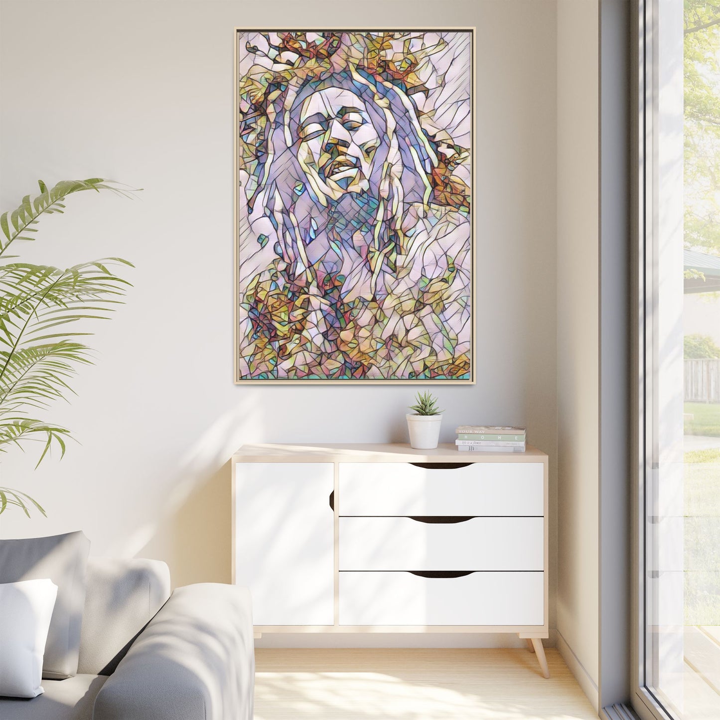 Abstract Multicolor Portrait Matte Canvas Framed Wall Art