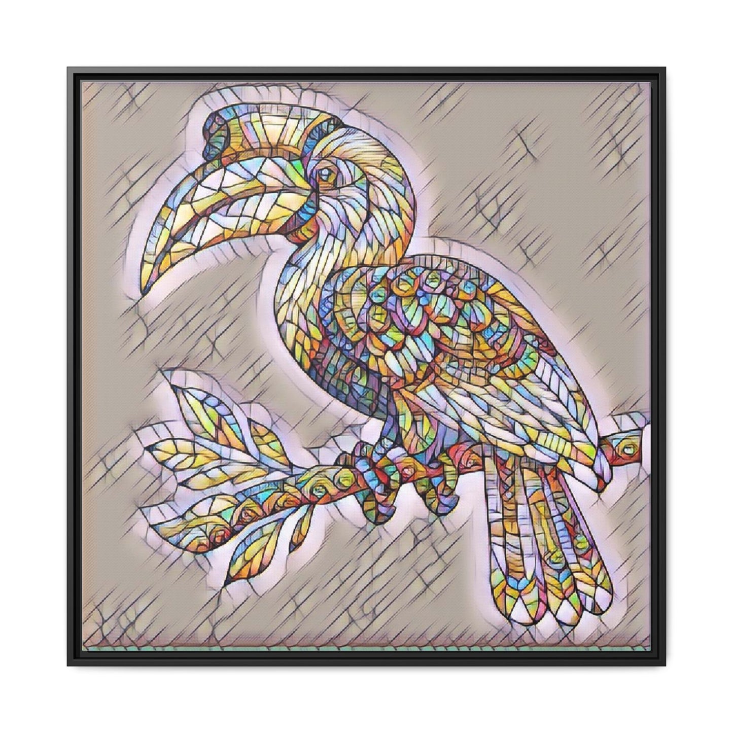 Colorful Stained Glass Toucan Matte Canvas Framed Wall Art