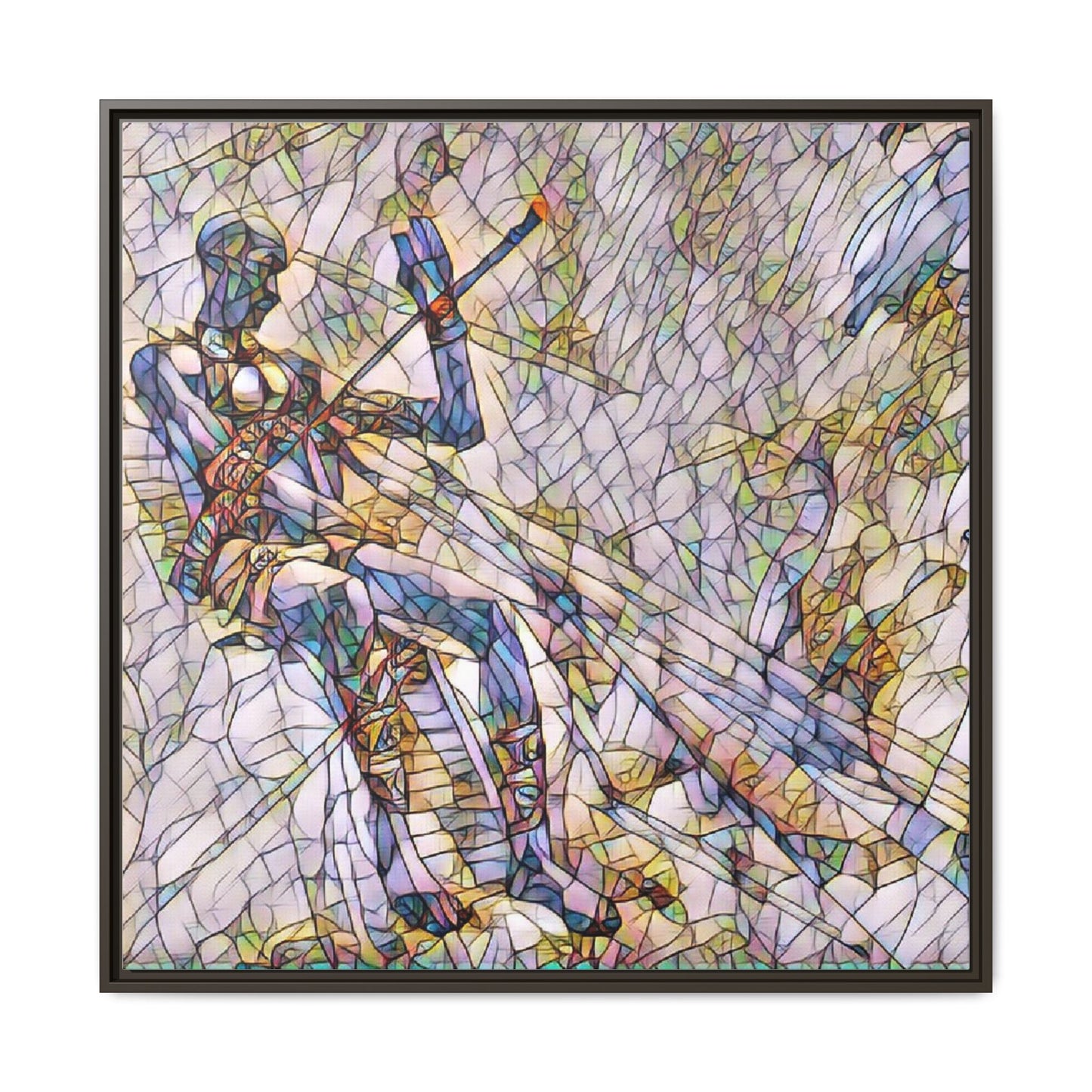 Abstract Stained-Glass Warrior Framed Canvas