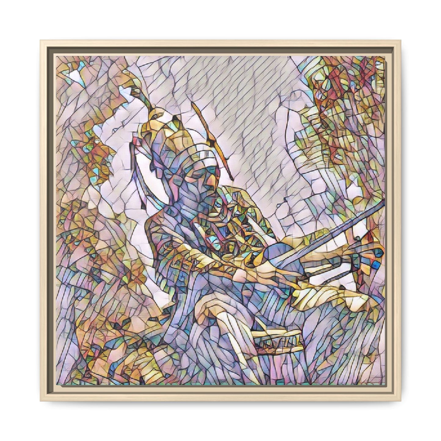 Framed Archery Canvas Print — Stained-Glass Archer Wall Art
