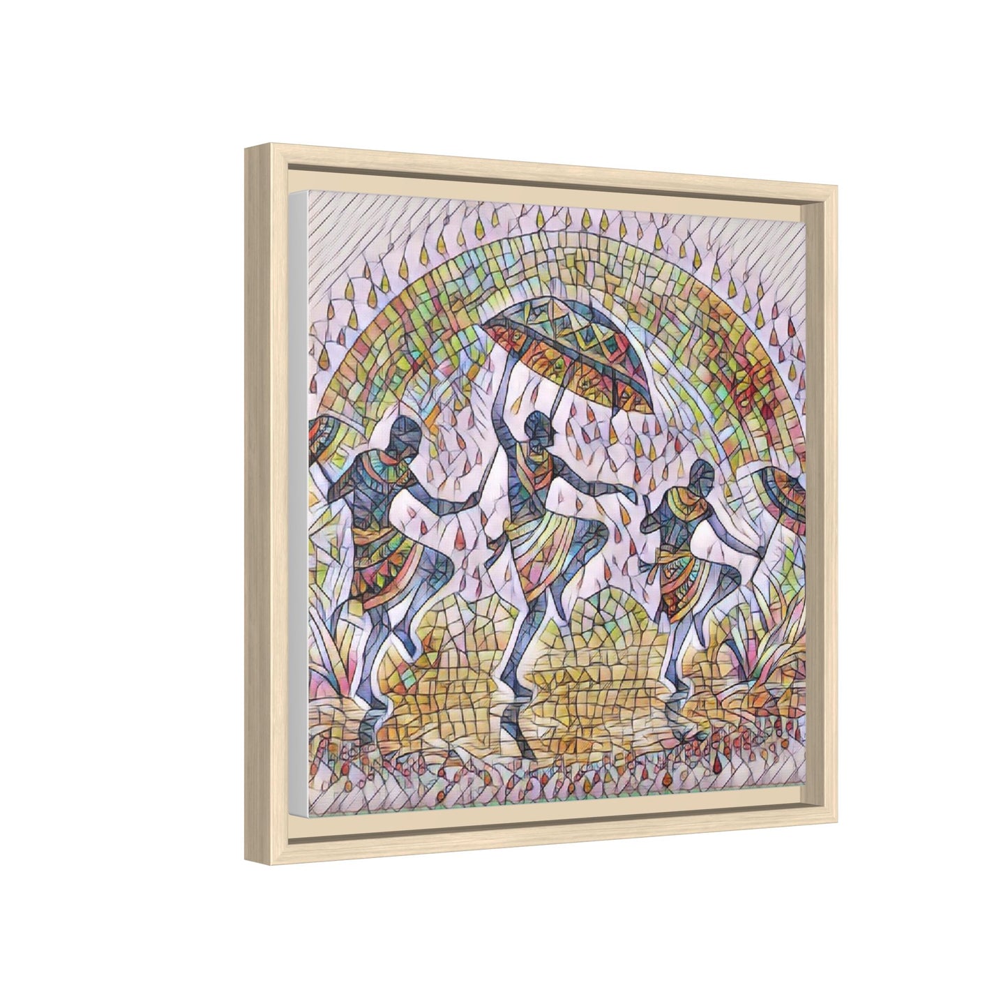 Framed Canvas Art — Colorful African Dance Mosaic