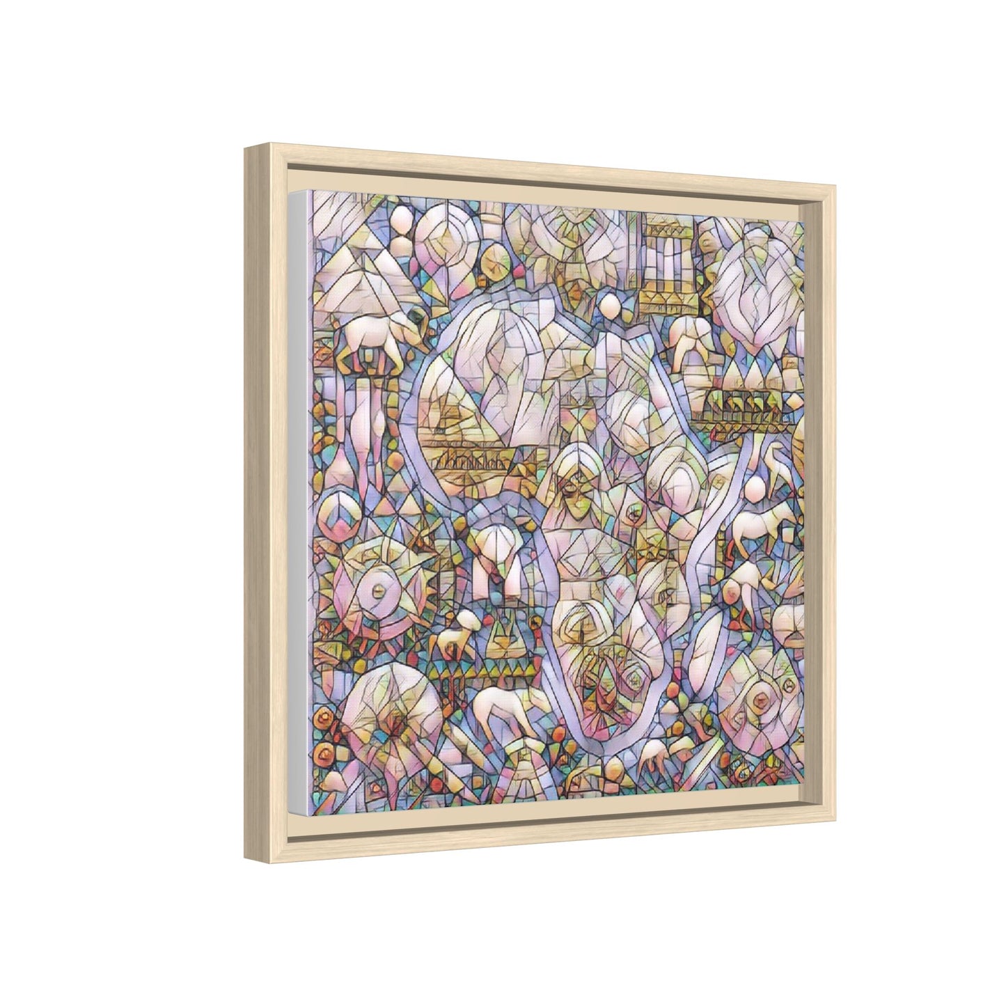Abstract Stained-Glass Style Framed Canvas Print