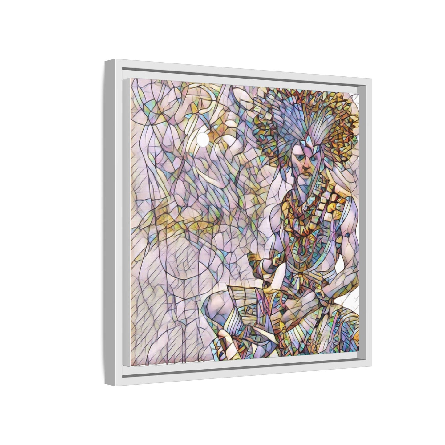 Framed Matte Canvas Art — Colorful Tribal Warrior Illustration