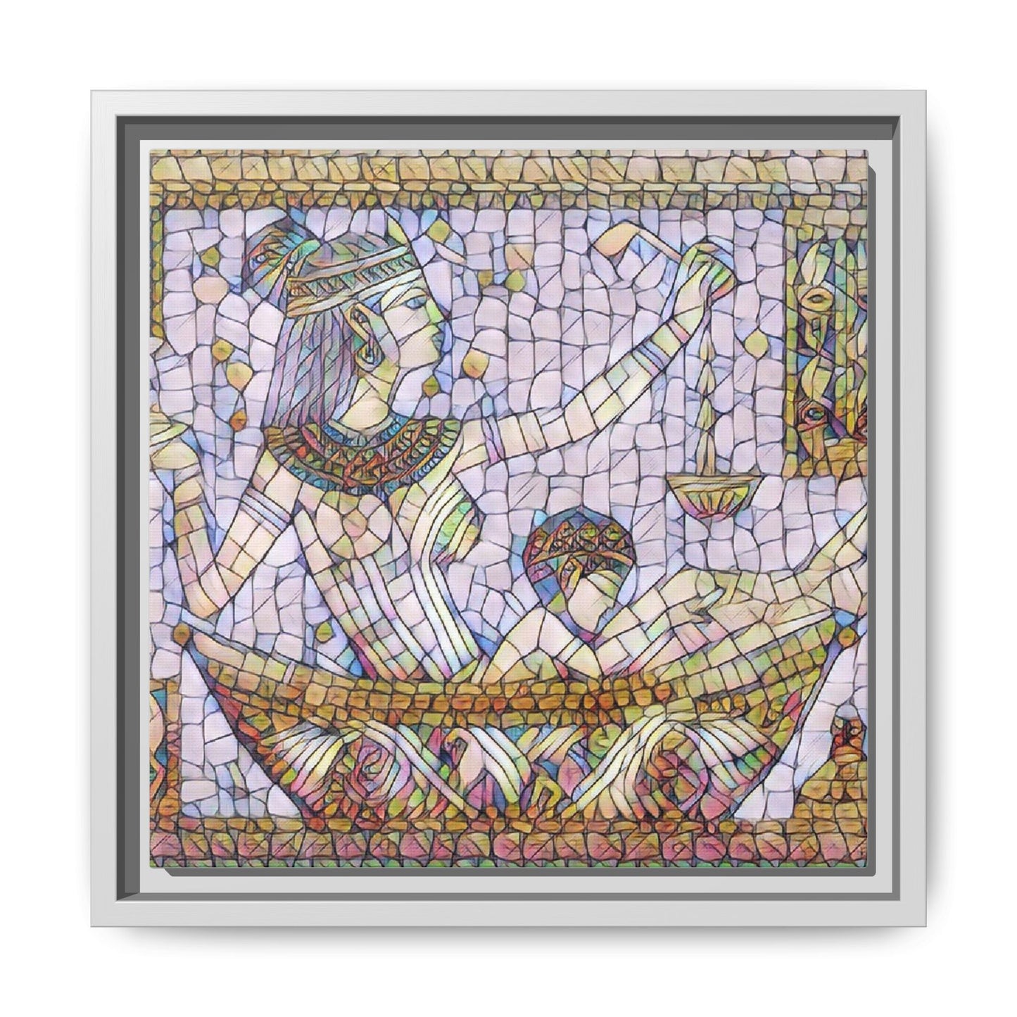 Egyptian Mosaic Goddess Matte Canvas Print (Framed)