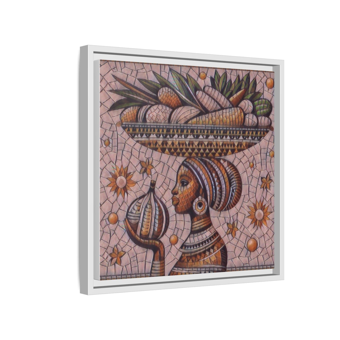 Egyptian Mosaic Goddess Matte Framed Canvas Wall Art