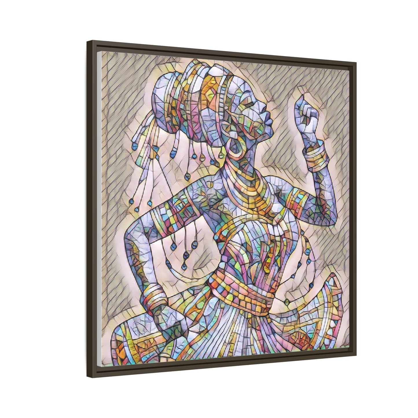 Framed Canvas Art — Colorful Mosaic Dancer