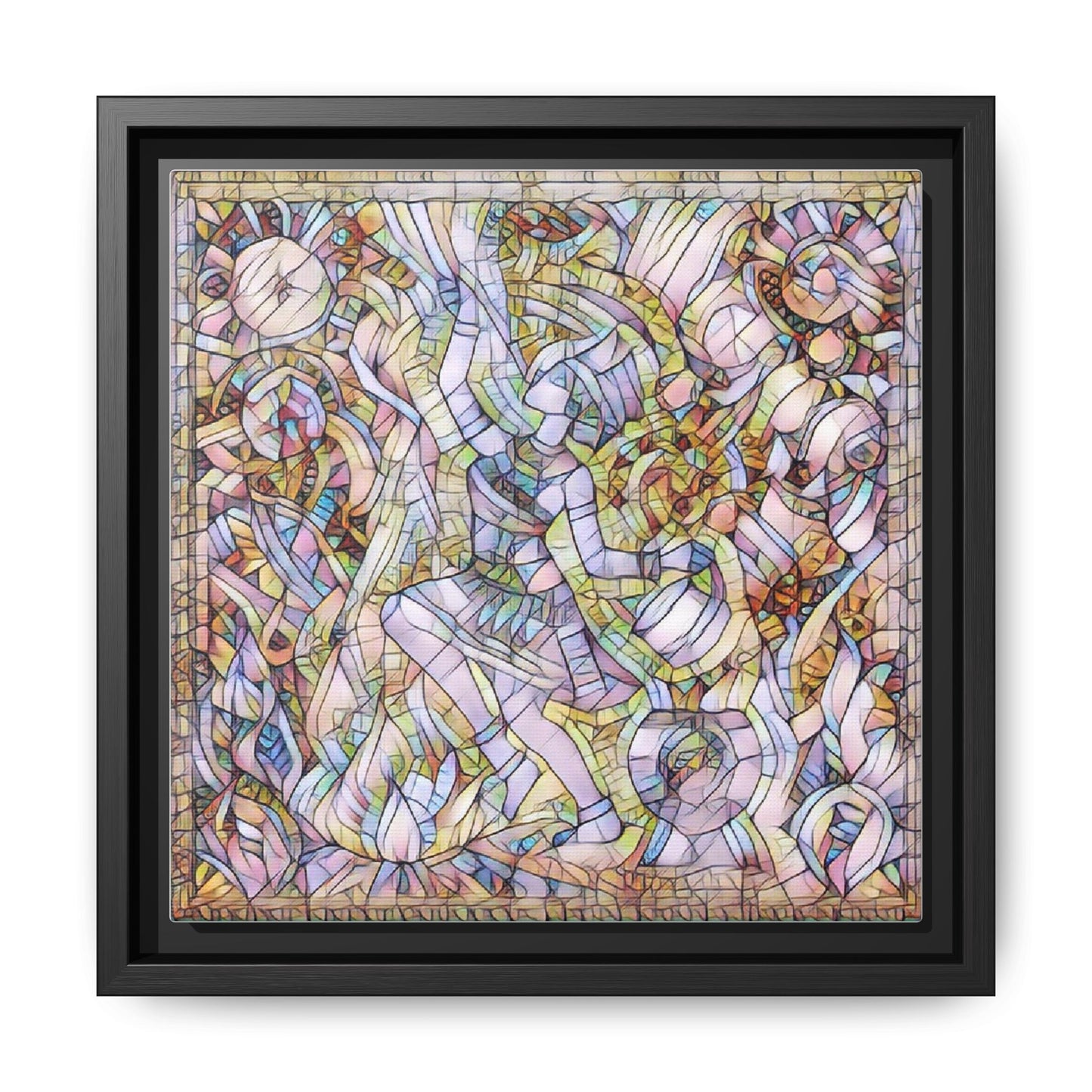 Abstract Stained Glass Dance Matte Framed Canvas