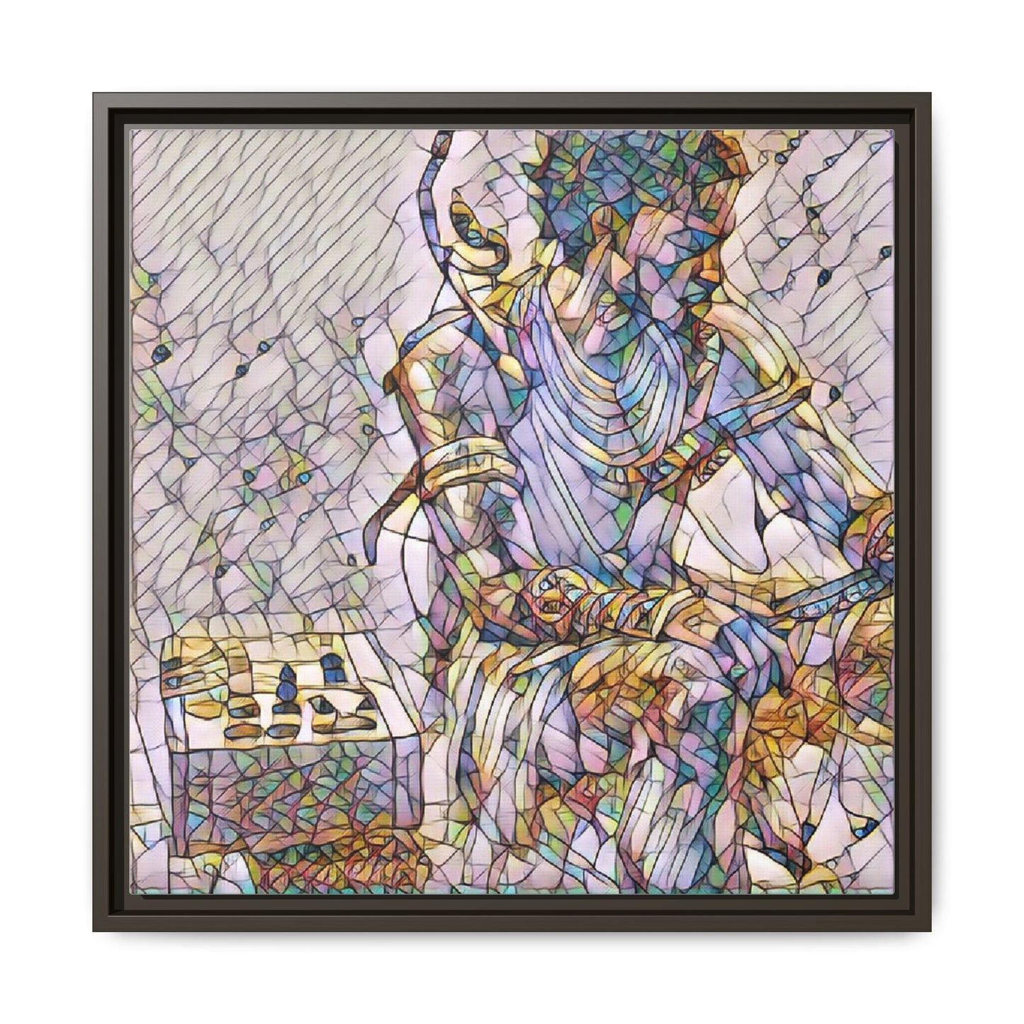 Framed Matte Canvas Art — Abstract Stained-Glass Chess Player
