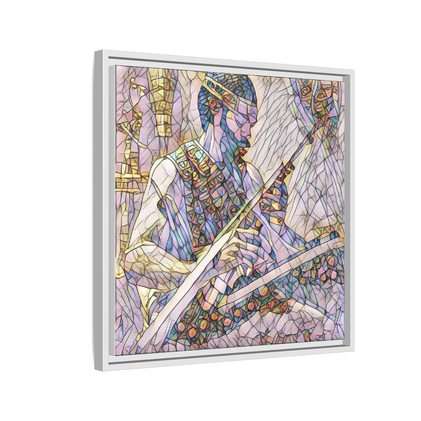 Framed Matte Canvas — Abstract Musician Stained-Glass Art Print