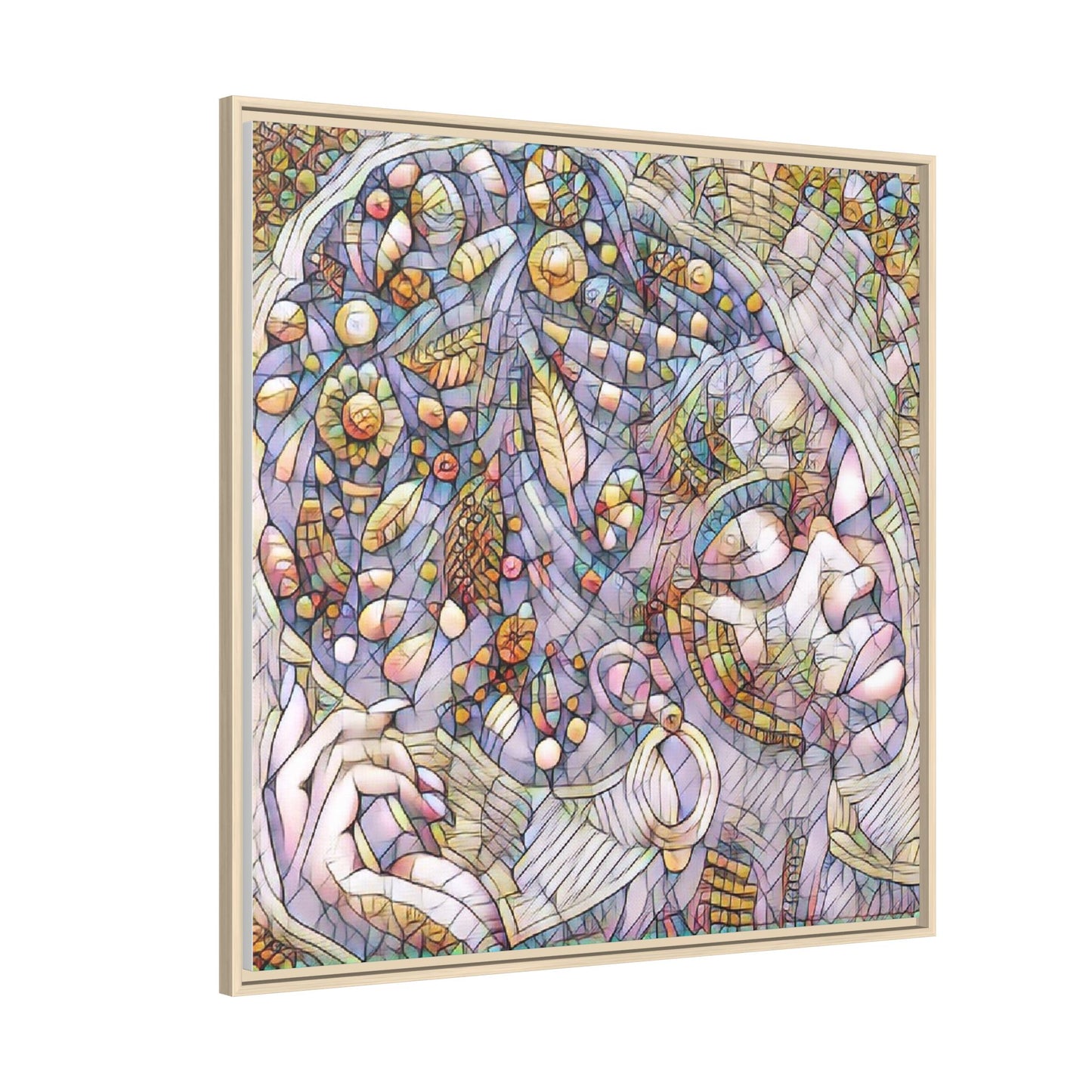 Bohemian Mosaic Woman Matte Canvas Framed Wall Art