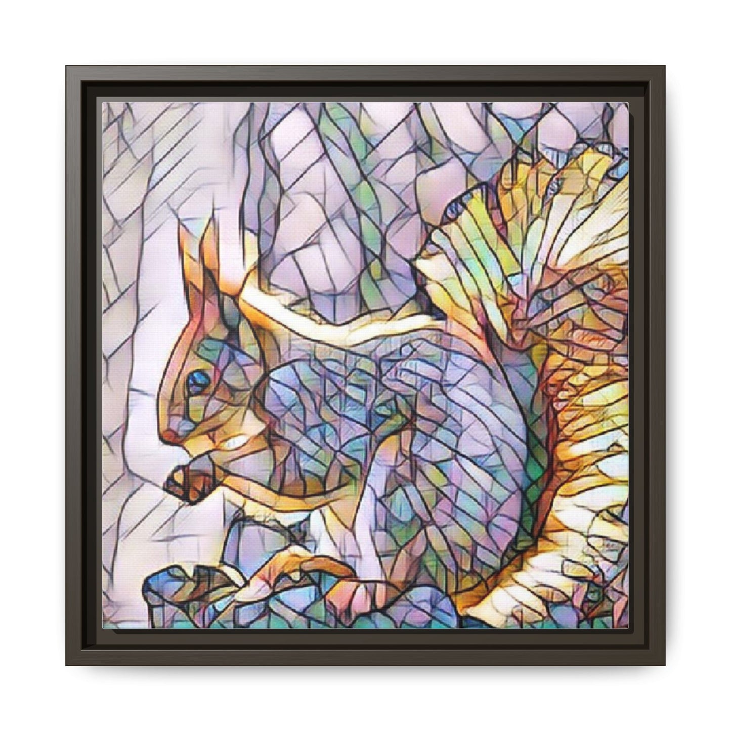 Framed Squirrel Mosaic Matte Canvas Wall Art