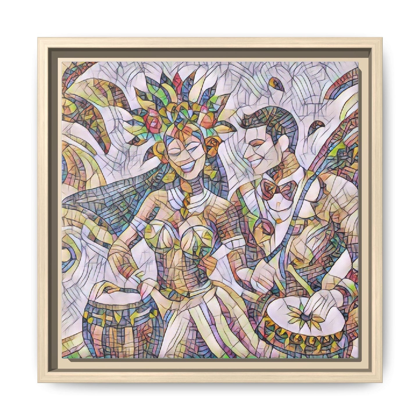Carnival Samba Dancers Framed Canvas Art — Colorful Brazilian Festival Wall Decor
