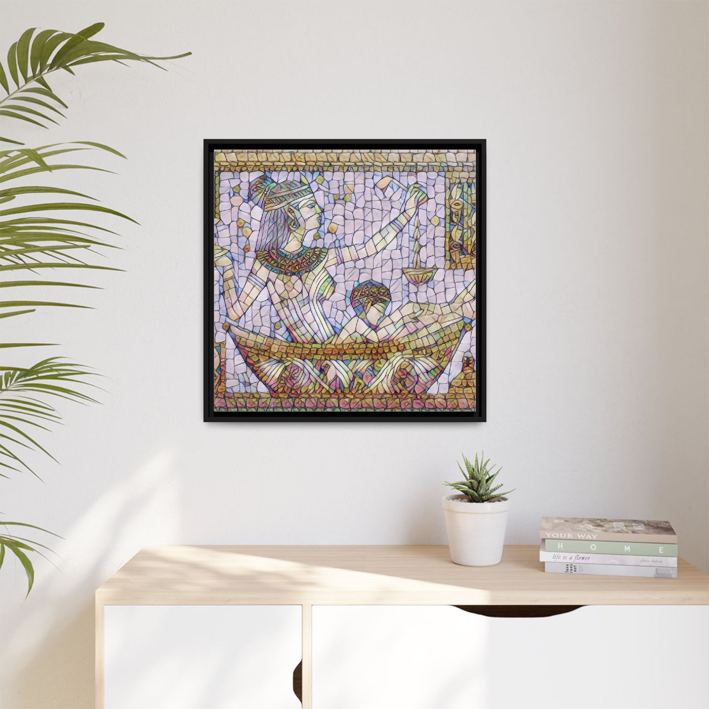 Egyptian Mosaic Goddess Matte Canvas Print (Framed)