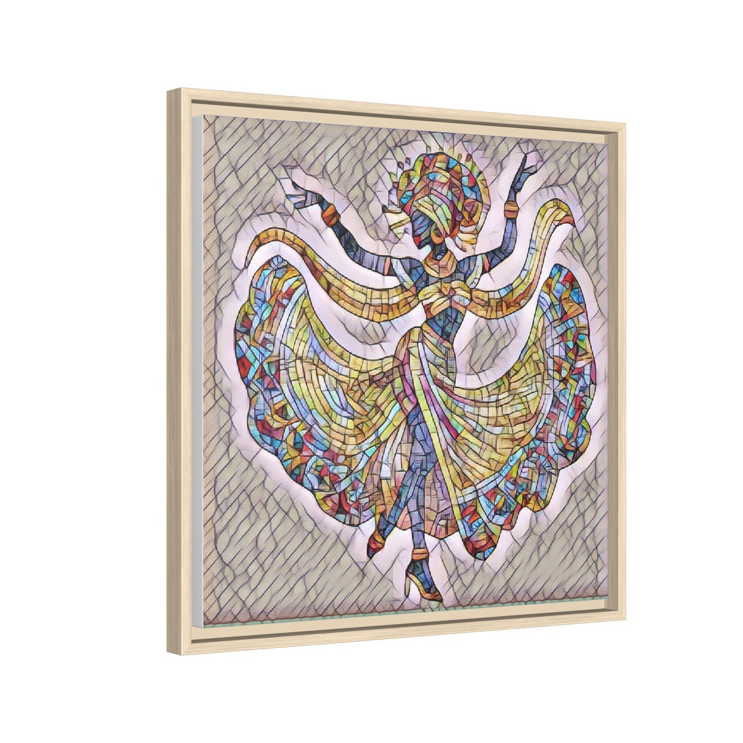 Colorful Mosaic Dancer Framed Canvas Art