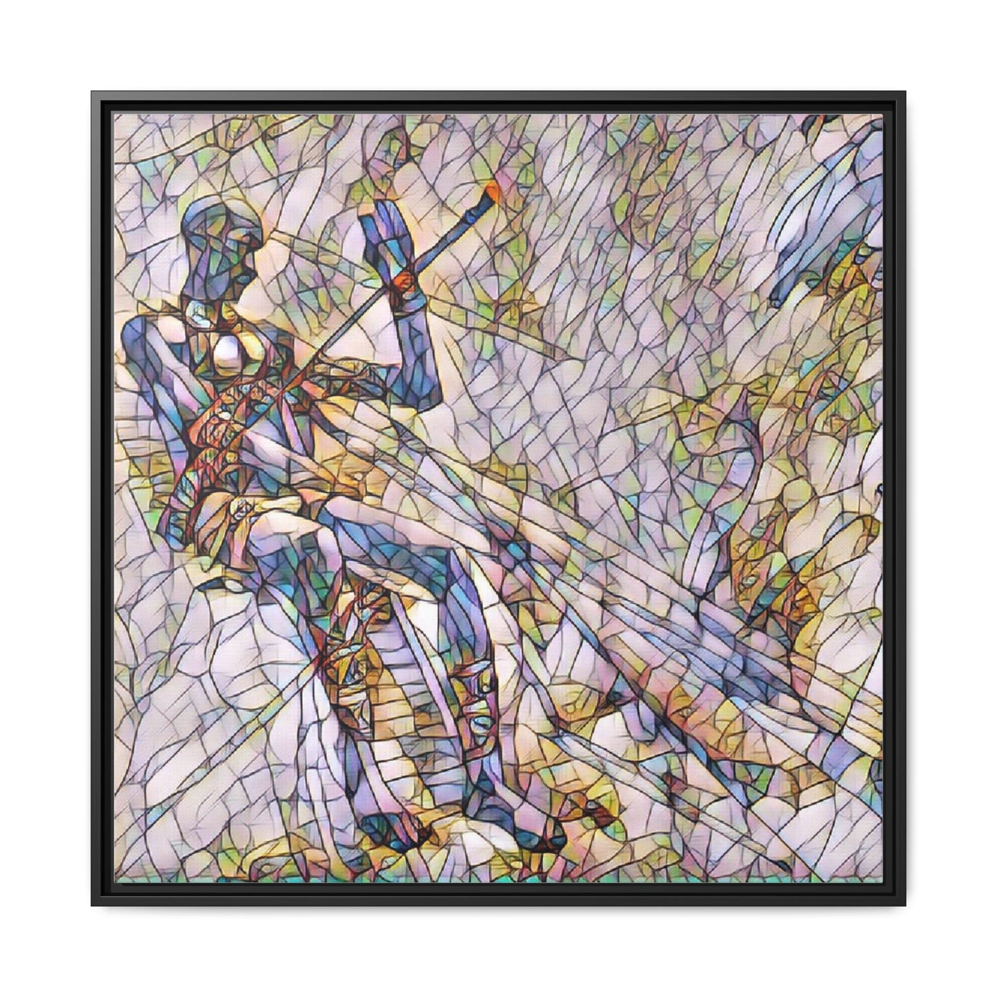 Abstract Stained-Glass Warrior Framed Canvas