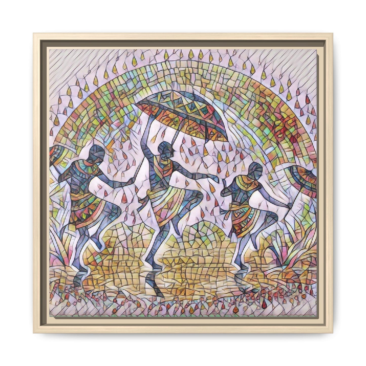 Framed Canvas Art — Colorful African Dance Mosaic