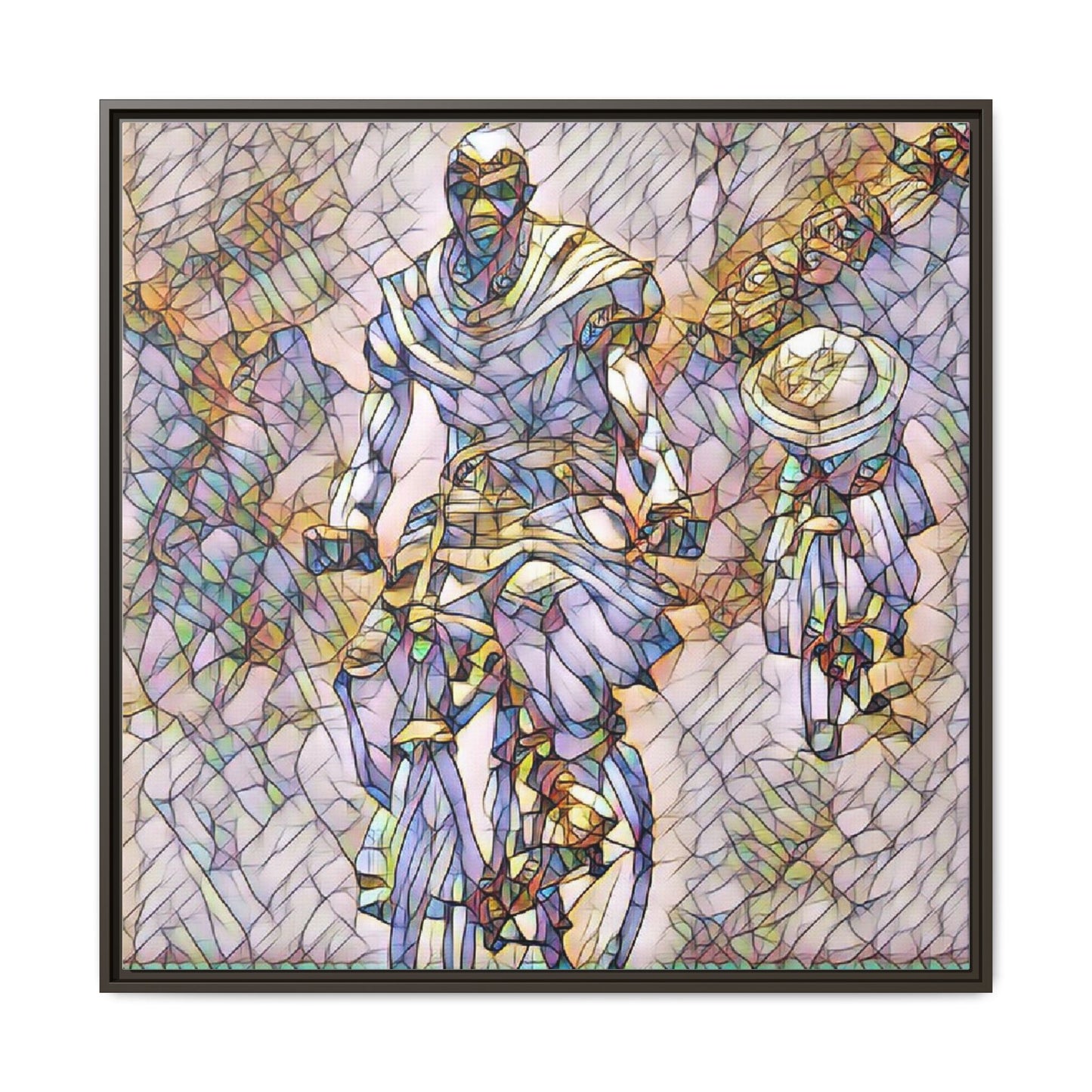 Framed Matte Canvas — Abstract Cyclist Artwork (Multi‑Color)