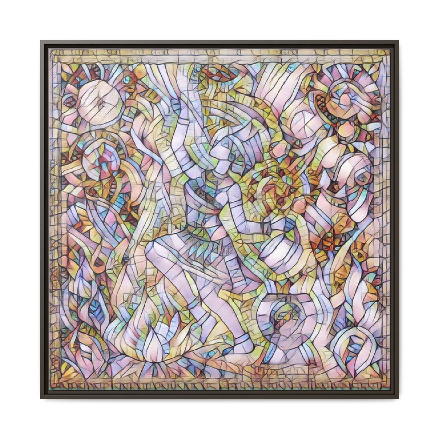 Abstract Stained Glass Dance Matte Framed Canvas