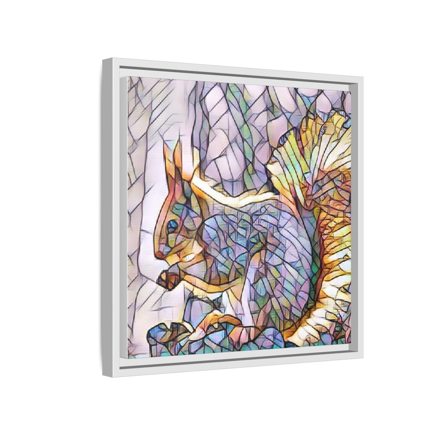 Framed Squirrel Mosaic Matte Canvas Wall Art