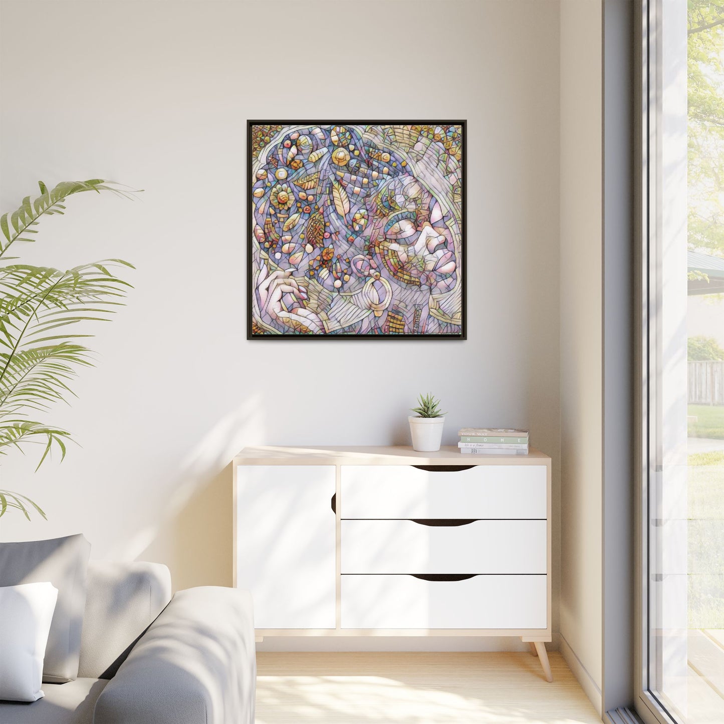 Bohemian Mosaic Woman Matte Canvas Framed Wall Art