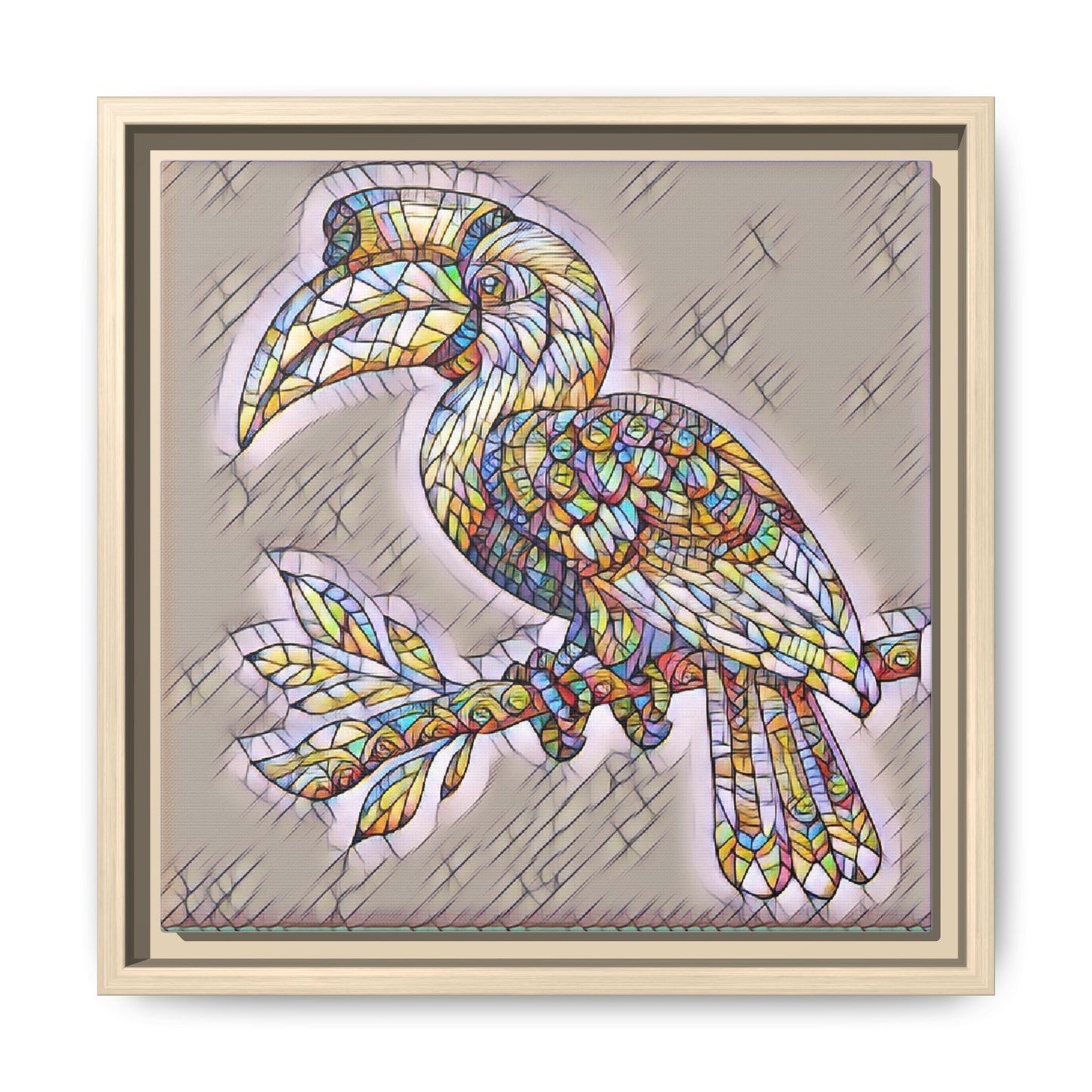 Colorful Stained Glass Toucan Matte Canvas Framed Wall Art