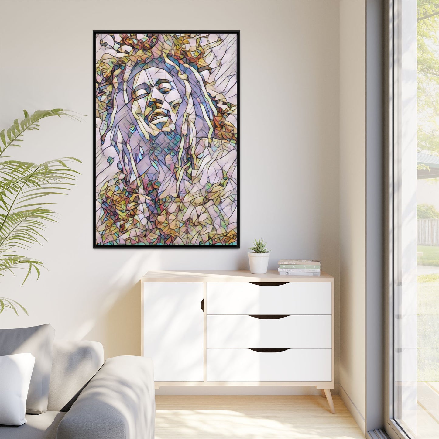 Abstract Multicolor Portrait Matte Canvas Framed Wall Art