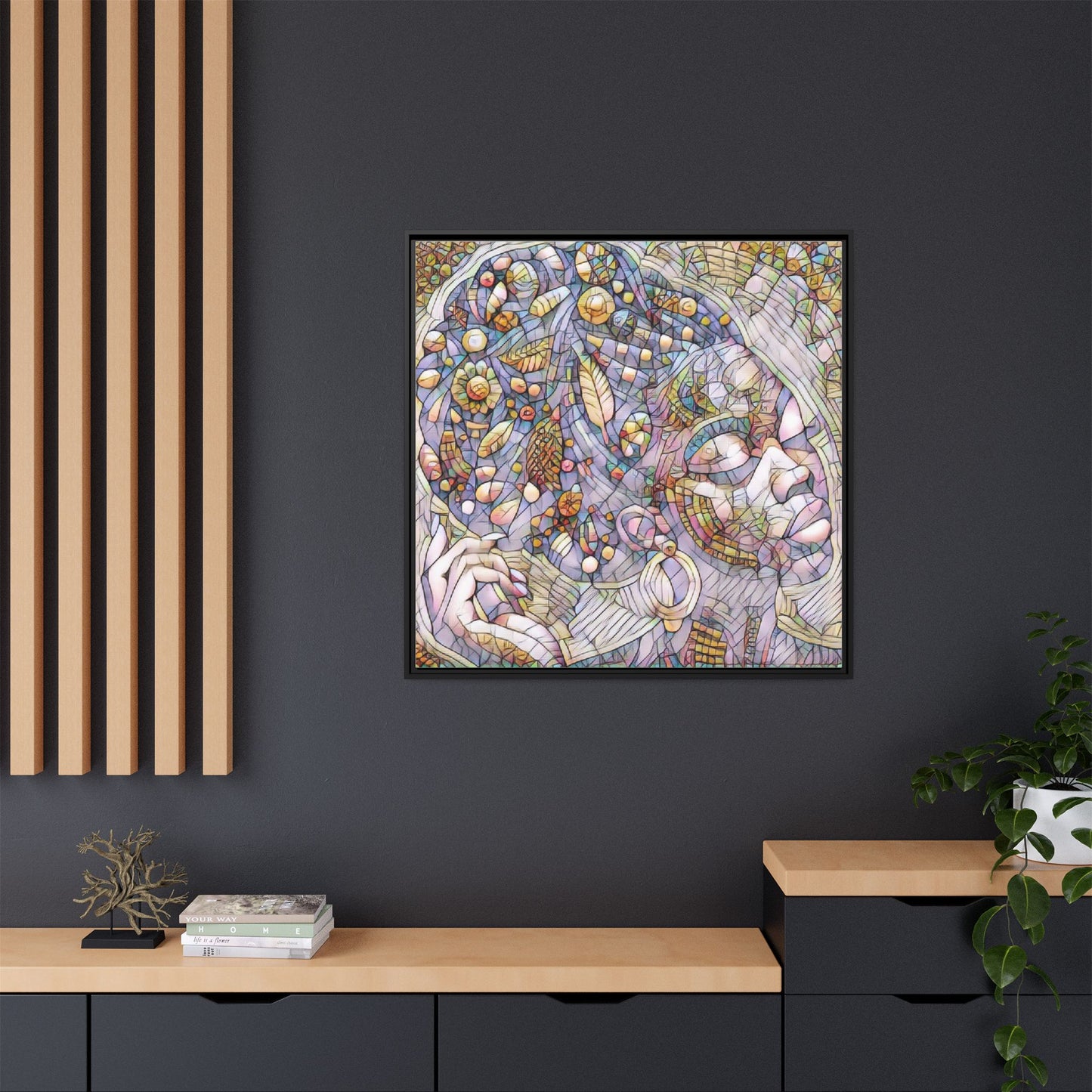 Bohemian Mosaic Woman Matte Canvas Framed Wall Art