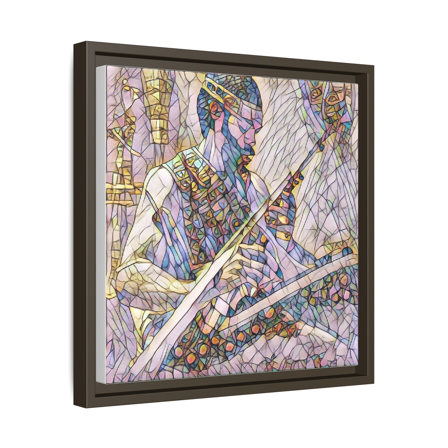 Framed Matte Canvas — Abstract Musician Stained-Glass Art Print