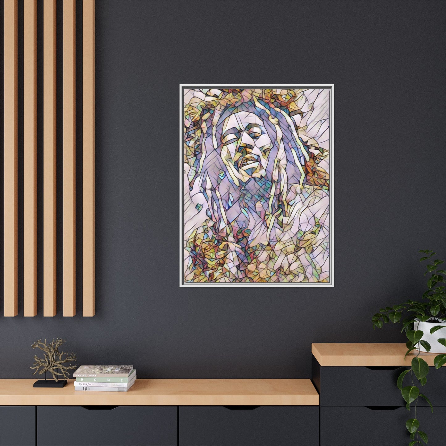 Abstract Multicolor Portrait Matte Canvas Framed Wall Art