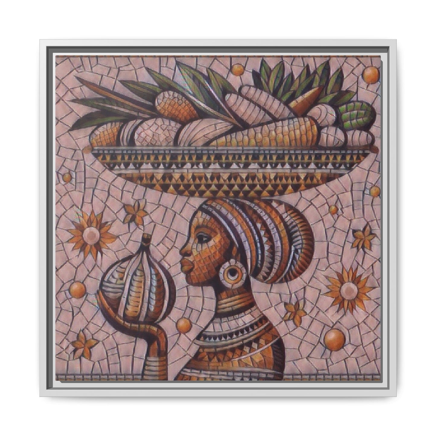 Egyptian Mosaic Goddess Matte Framed Canvas Wall Art