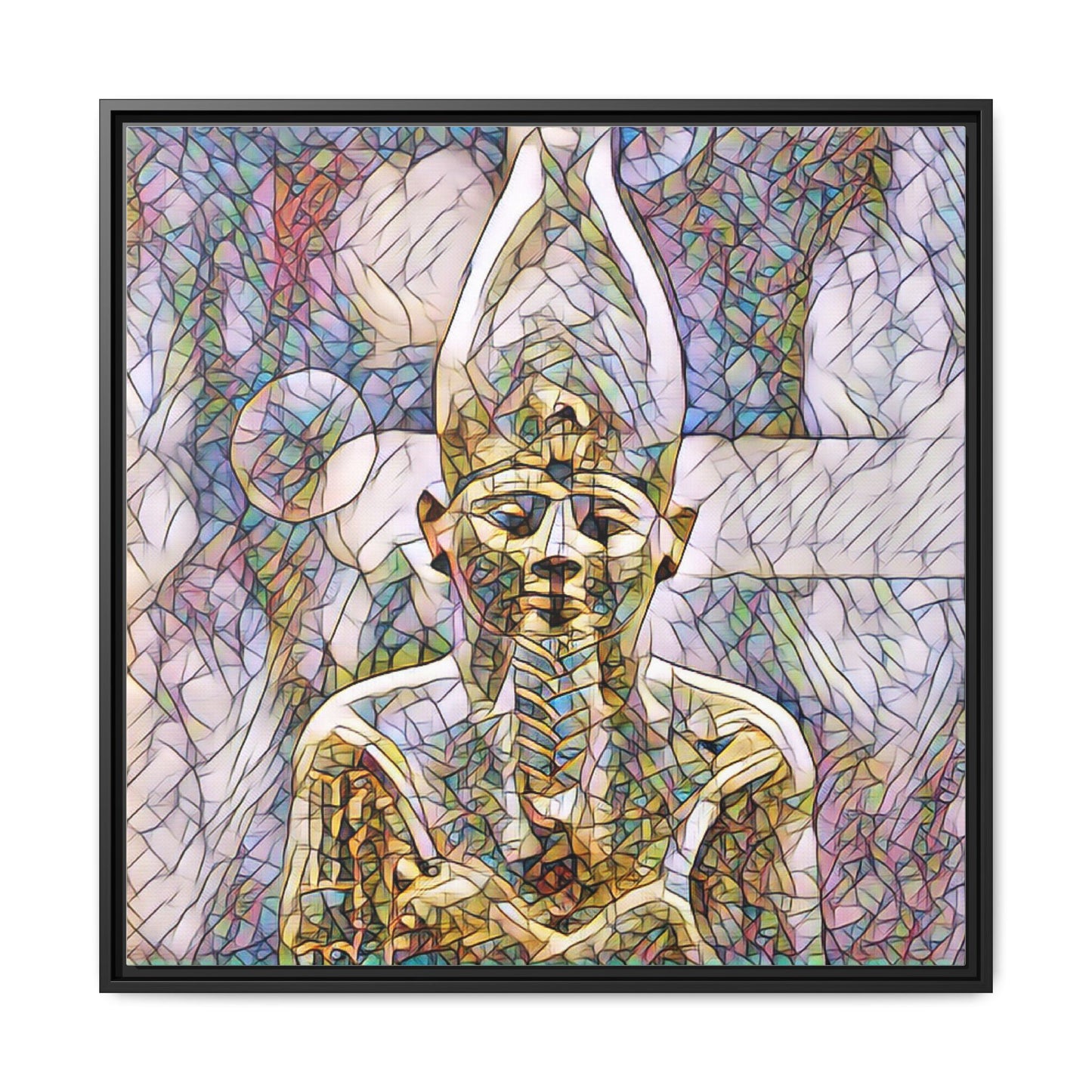 Egyptian Pharaoh Stained-Glass Style Matte Canvas Print, Framed