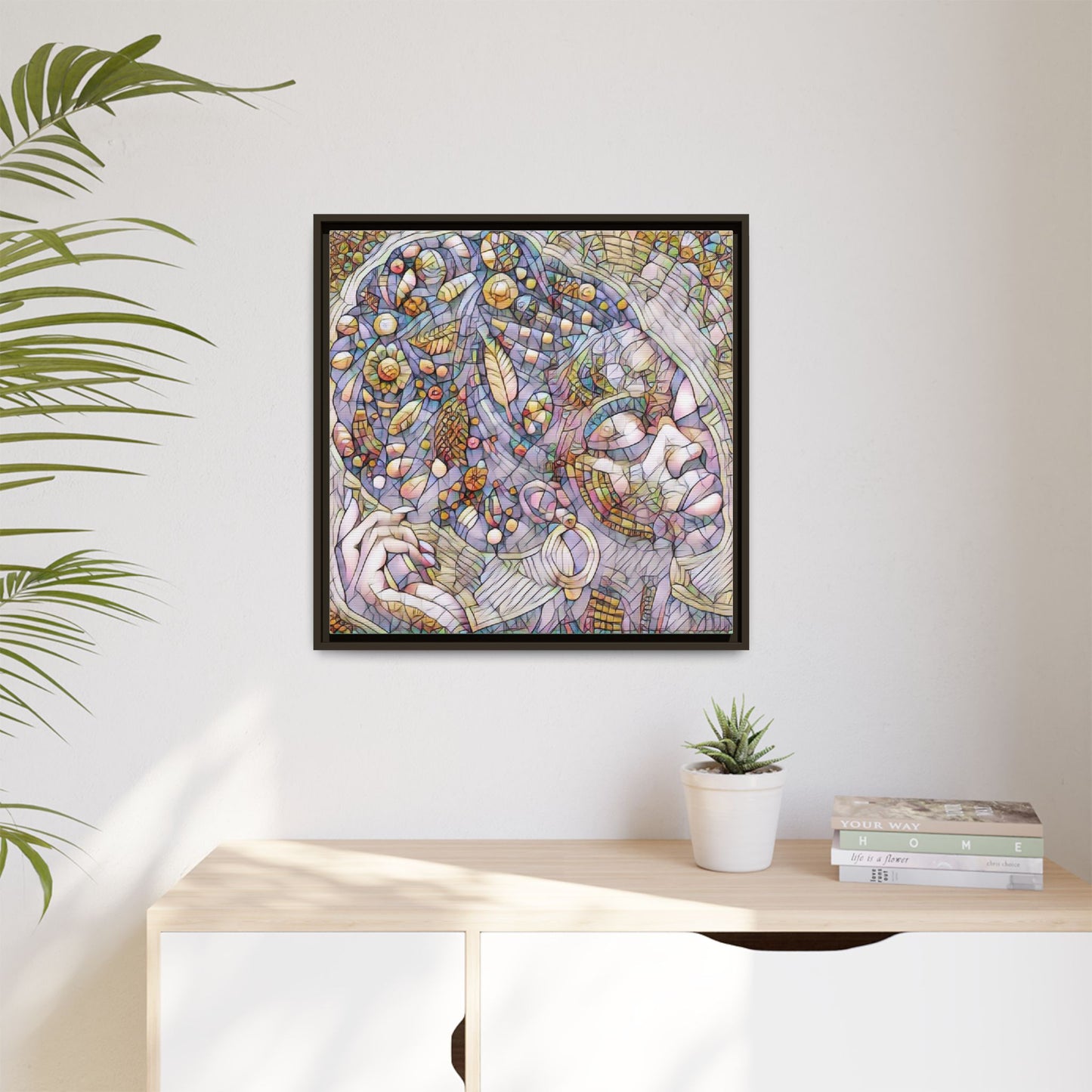 Bohemian Mosaic Woman Matte Canvas Framed Wall Art