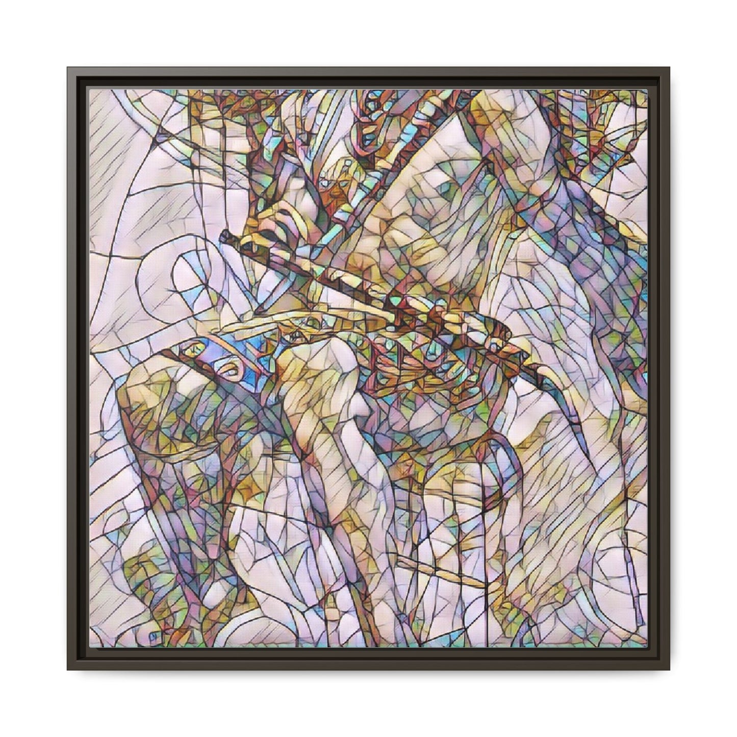 Framed Abstract Musician Canvas Art — Multi‑Color Jazz Saxophone Print