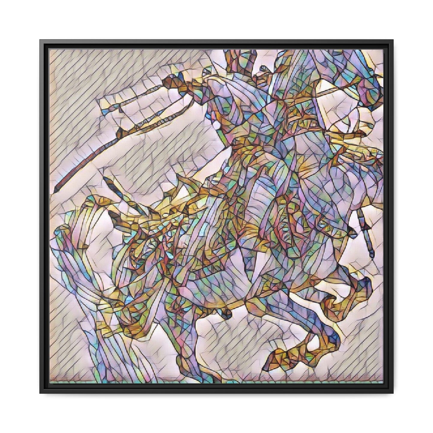 Framed Abstract Stained-Glass Horse Canvas