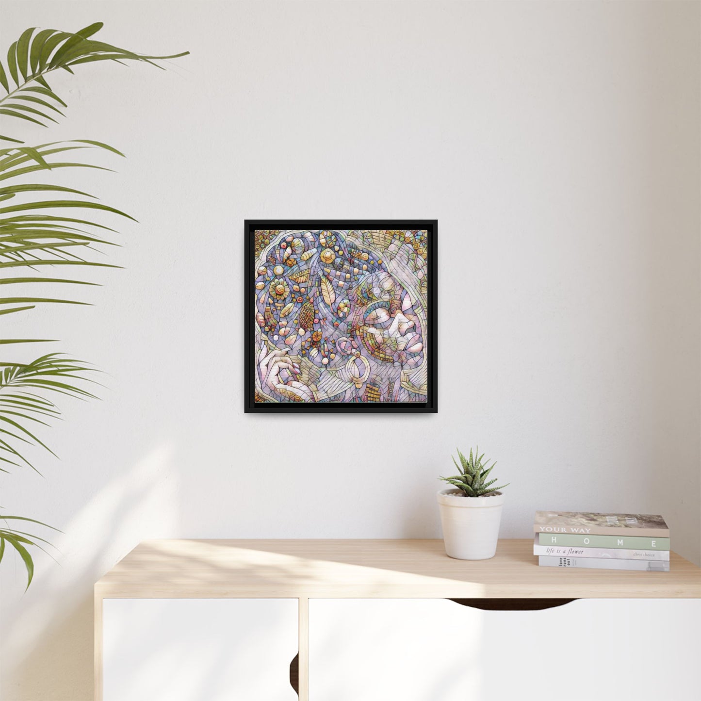 Bohemian Mosaic Woman Matte Canvas Framed Wall Art