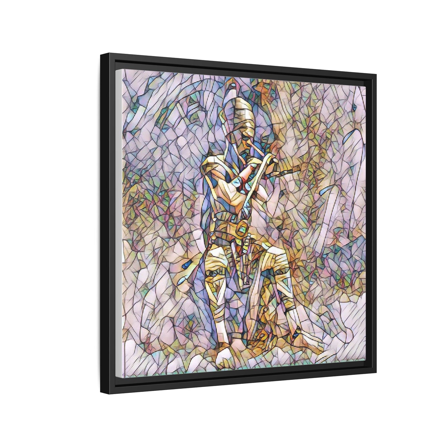 Framed Matte Canvas - Stained Glass Knight Artwork