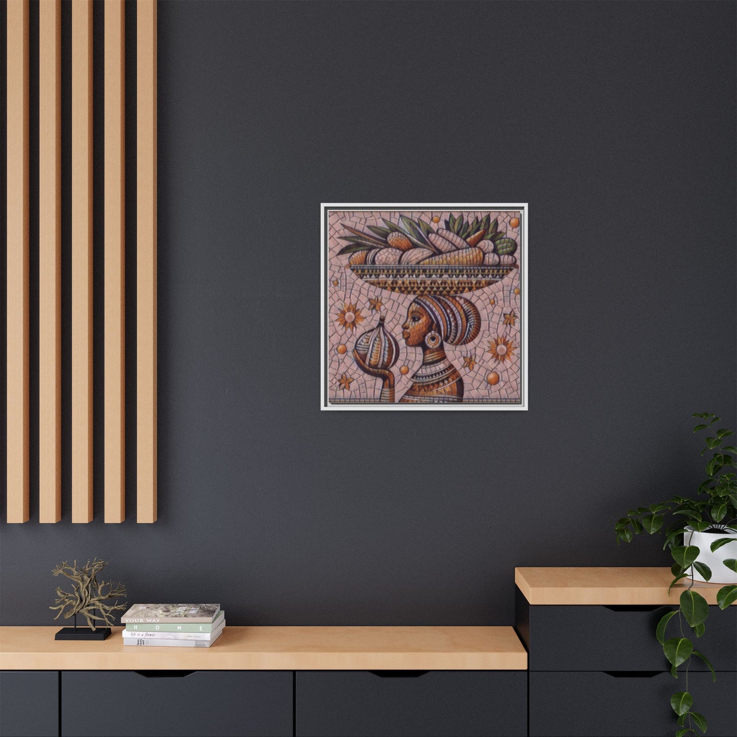 Egyptian Mosaic Goddess Matte Framed Canvas Wall Art