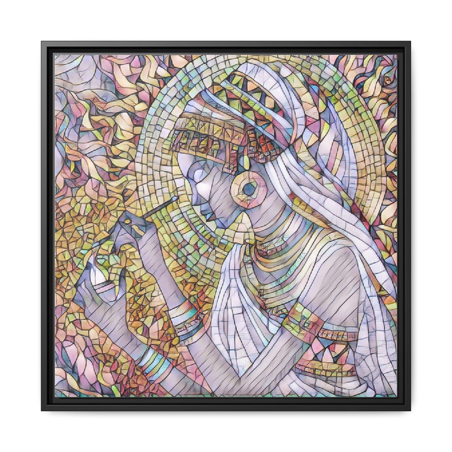 Egyptian Goddess Stained-Glass Matte Canvas (Framed)