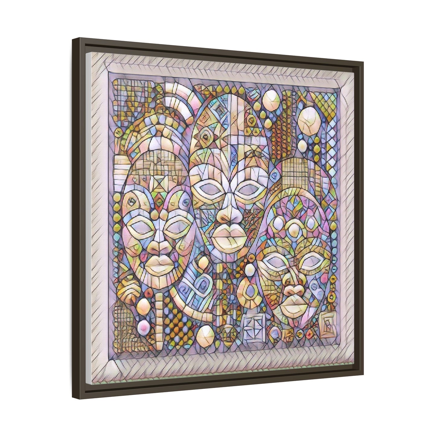 Abstract African Mask Art — Framed Matte Canvas Wall Art