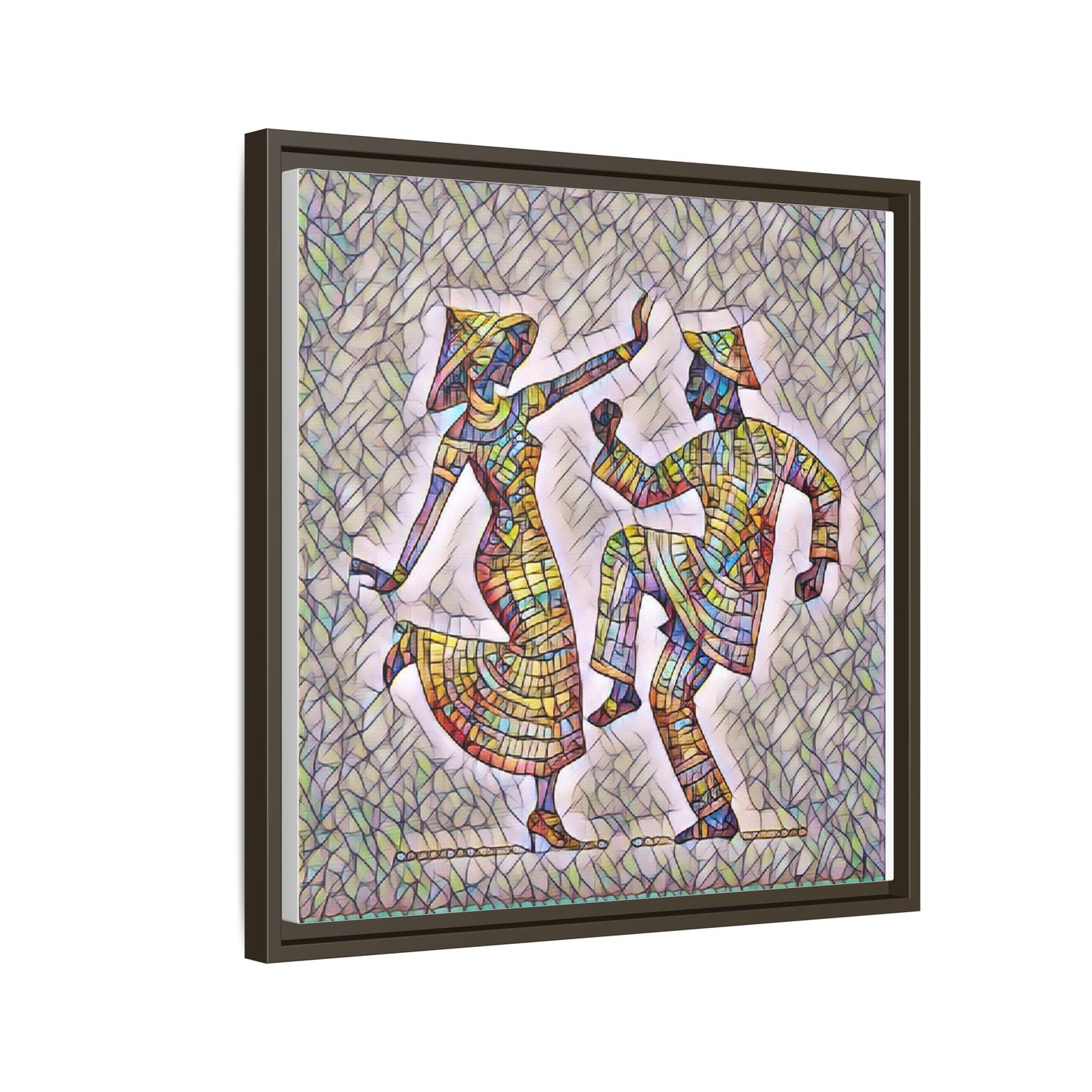 Colorful Folk Dance Matte Canvas Print (Framed)