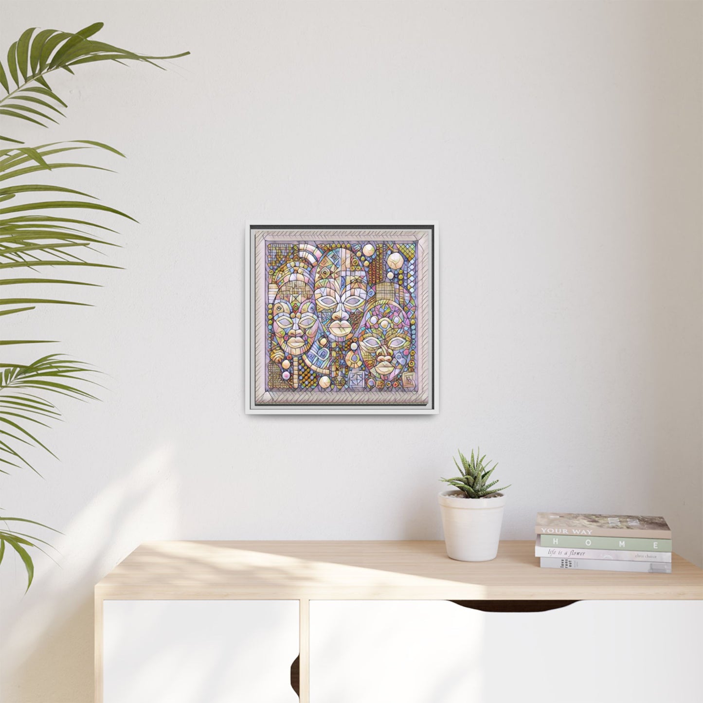 Abstract African Mask Art — Framed Matte Canvas Wall Art
