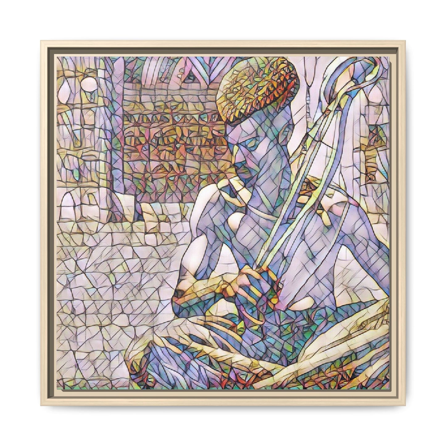 Framed Matte Canvas Art – Stained-Glass Style Musician Print