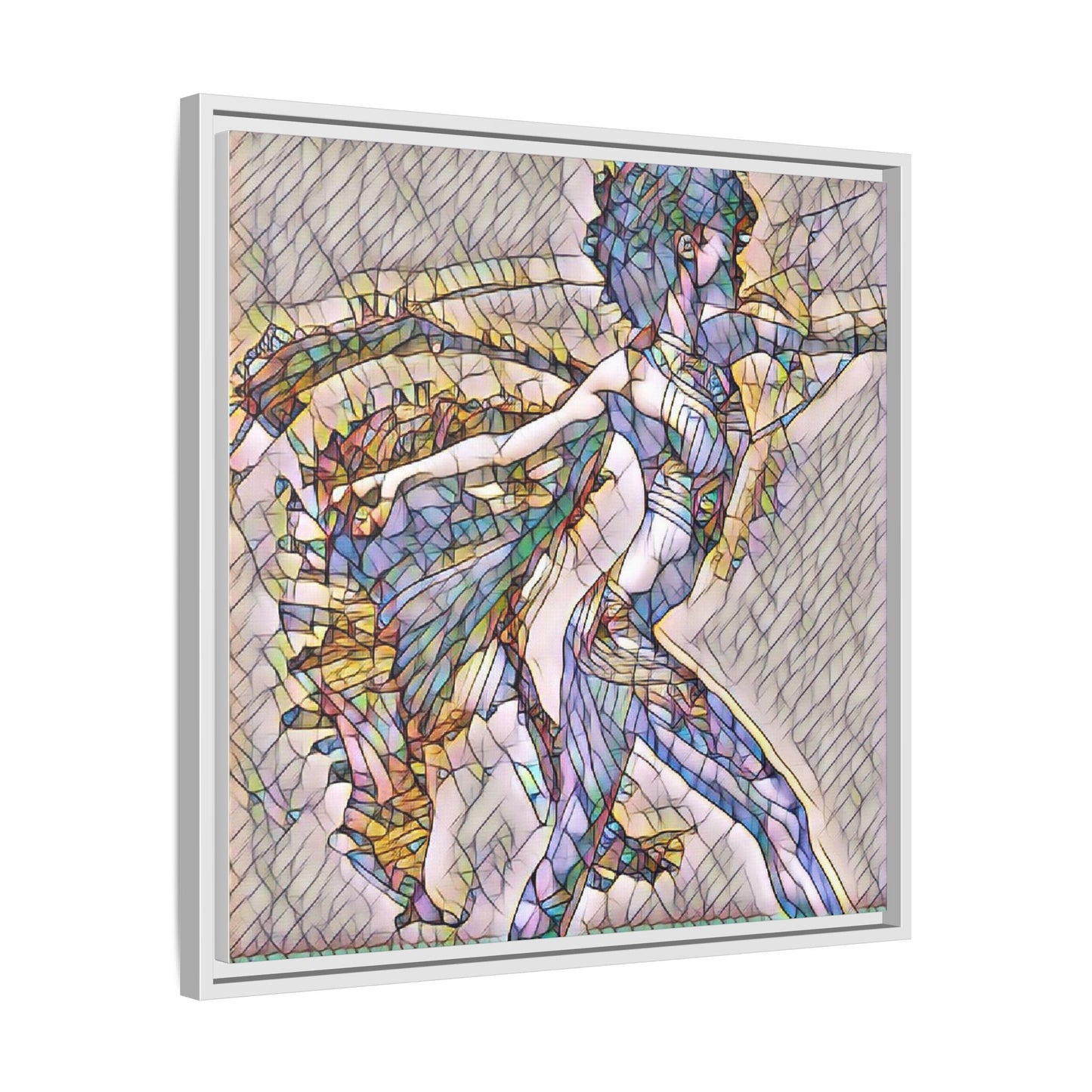 Abstract Stained-Glass Dancer Framed Canvas Art